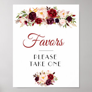 Bourgondië en blos bloemen gunsten teken poster