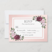 Bourgondië en Blush Bloemen Bruiloft RSVP Kaarten Kaartje (Voorkant)