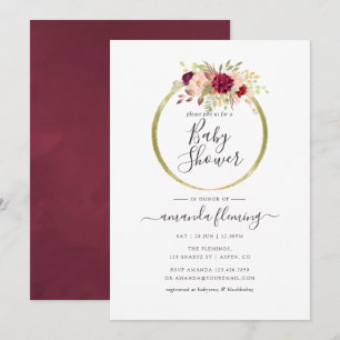 Bourgondië en Blush Boho Geometrische Baby Shower Kaart