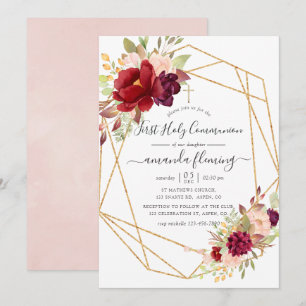 Bourgondië en Blush Boho Geometrische Eerste Heili Kaart
