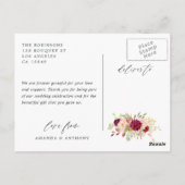 Bourgondië en Blush Geometrische Bruiloft Dank u Briefkaart (Achterkant)