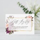 Bourgondié en Blush Geometrische Huwelijkscadeau R Informatiekaartje (Staand voorkant)