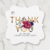 Bourgondië en Blush Pink Floral Dank u Bedankjes Labels (Voorkant)