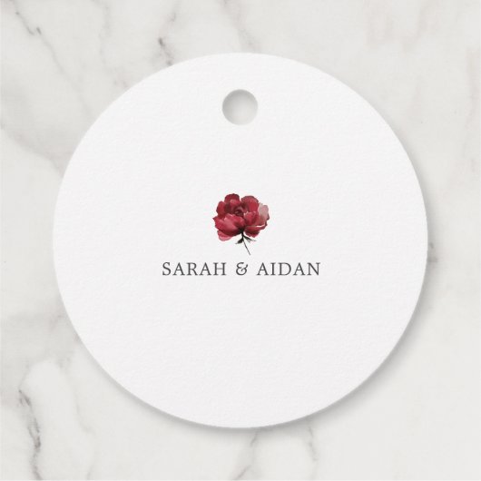 Bourgondië en Blush Roze Bloemen Trouwen Bedankt Bedankjes Labels (Achterkant)