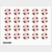 Bourgondië en Blush Roze Elegant Bloemen Bruiloft Ronde Sticker (Vel)