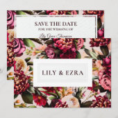Bourgondië en Blush Roze Save The Date (Voorkant / Achterkant)