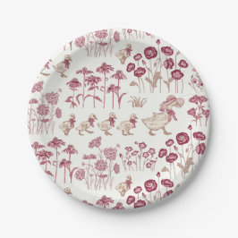 Bourgondië en Bruin  Wilde bloemen en Eenden Papieren Bordje