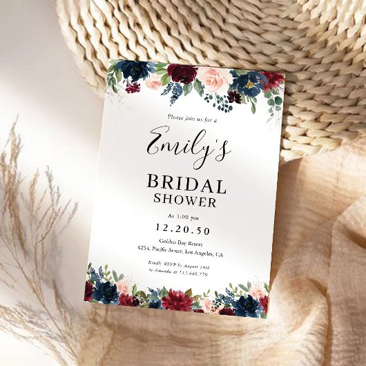 Bourgondië en de marine bruidsdouche uitnodiging