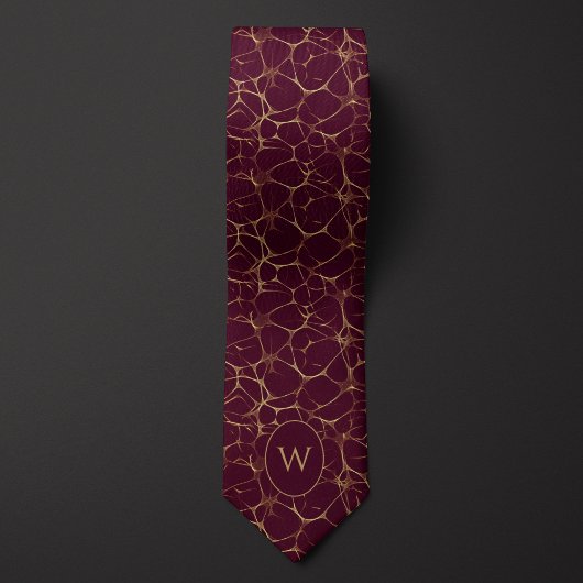 Bourgondië en Gold Neural Network Pattern Stropdas