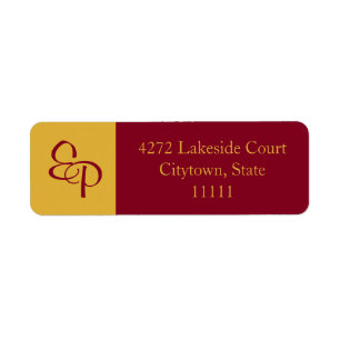 Bourgondië en Goldenrod Paar Monogram Label