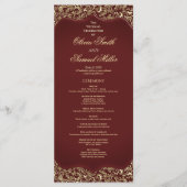 Bourgondië en Goud Damascus Trouwprogramma Programma (Voorkant)