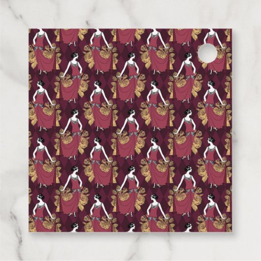 Bourgondië en Goud Paris  Lady Edelsteen Bedankjes Labels (Achterkant)