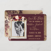 Bourgondië en goud redden de datum save the date (Voorkant / Achterkant)