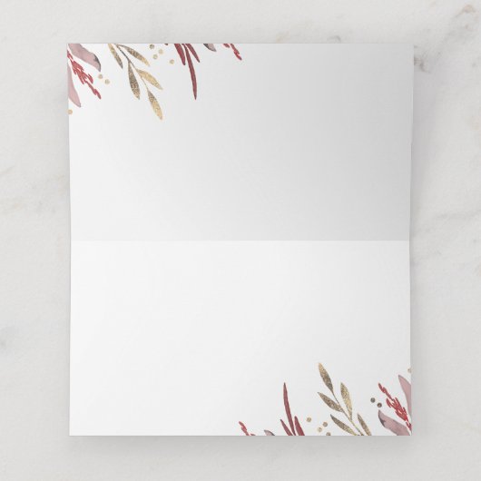 Bourgondië en goud verlaten elegante bruiloft (Binnenkant ongevouwen)