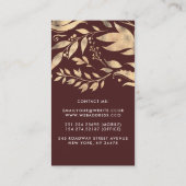 Bourgondië en gouden bladeren krans moderne chic visitekaartje (Achterkant)