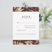 Bourgondië en gouden bladeren vallen bruiloft RSVP (Staand voorkant)