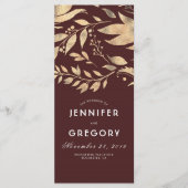 Bourgondië en gouden bladeren vallen trouwprogramm programma (Voorkant)