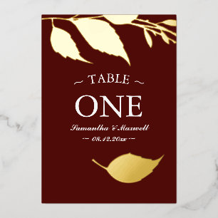 Bourgondië en gouden tafel nummer bruiloft decor folie uitnodiging