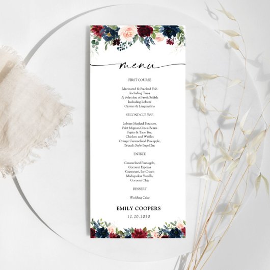 Bourgondië en Navy Baby shower Menu