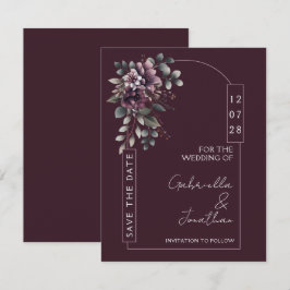 Bourgondië en Salie Boog Save the Date | Uitnodigi Kaart