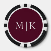 Bourgondië en Wit | Modern monogram Poker Chips (Voorkant)