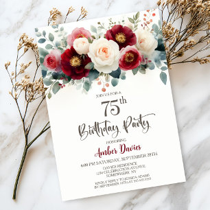 Bourgondië en Witte Bloemen 75ste Verjaardagsfeest Kaart
