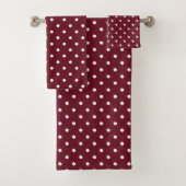 Bourgondië en witte Polka Dot Pattern Bad Handdoek (Insitu)