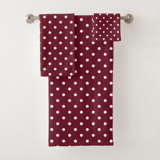 Bourgondië en witte Polka Dot Pattern Bad Handdoek (Insitu)