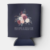 Bourgondië Floral Navy bruid en bruidegom bruiloft Blikjeskoeler (Voorkant)