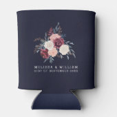 Bourgondië Floral Navy bruid en bruidegom bruiloft Blikjeskoeler (Achterkant)