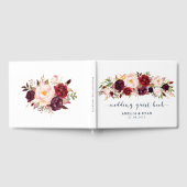 Bourgondië Floral Navy Bruiloft Gastenboek (Volledig)