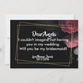 Bourgondië Floral rustieke bruidsmeisje Kaart (Achterkant)