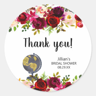 Bourgondië Floral Travel vrijgezellenfeest dank u Ronde Sticker