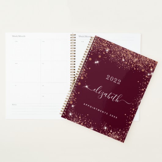 Bourgondië glittersuiker naam schrift 2023 planner (Display)