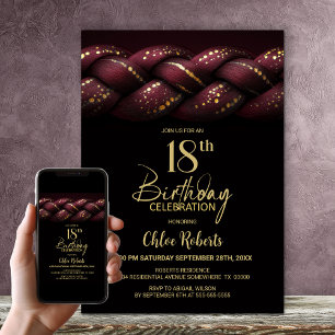 Bourgondië Gold Braid 18e verjaardagsfeest Kaart