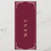 Bourgondië Goud Art Deco Trouwreceptie Diner Menu (Achterkant)
