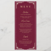 Bourgondië Goud Art Deco Trouwreceptie Diner Menu (Voorkant)