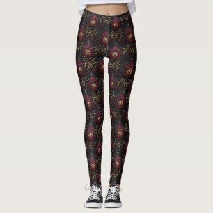 Bourgondië Goud Damast Elegantie Leggings