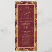 Bourgondië & Goud Herfstbladeren Elegante Trouw Programma (Voorkant)