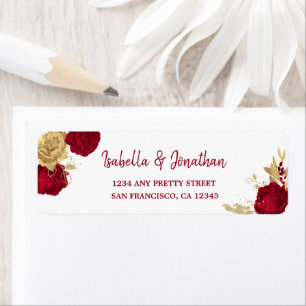 Bourgondië & gouden bloemen Elegant retouradres Etiket