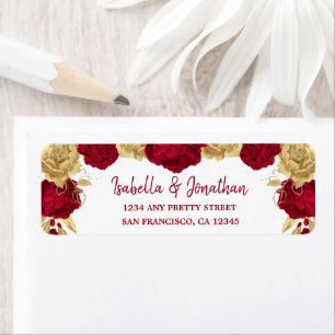 Bourgondië & gouden bloemen Elegant retouradres Etiket