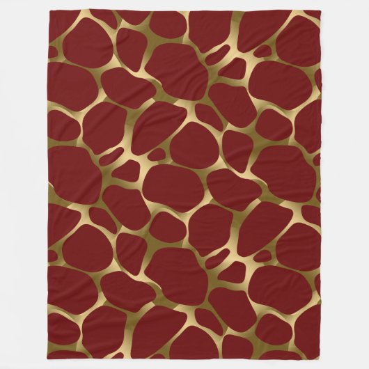 Bourgondië & Gouden Luipaard Print Patroon Fleece Deken (Voorkant)