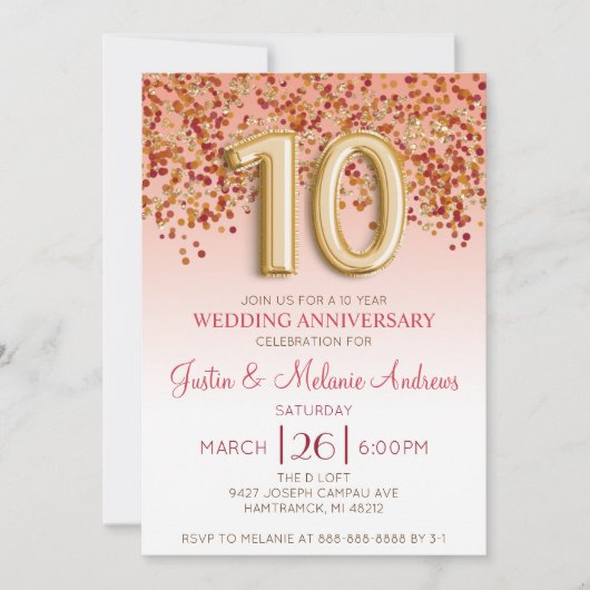 Bourgondië Gouden Uitnodiging 10-jarig Huwelijksju (Voorkant)