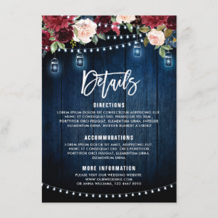 Bourgondië Marine Bloem Slinger Licht metson glas  Informatiekaartje