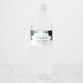 Bourgondië & Marine Bloemen Rustieke Bruids Water Waterfles Etiket (Voorkant)