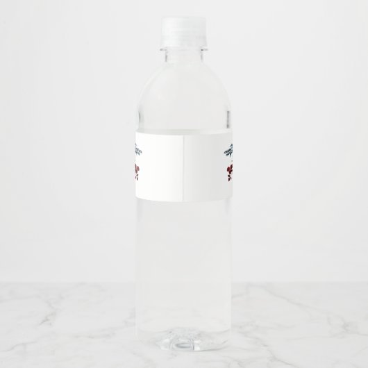 Bourgondië & Marine Bloemen Rustieke Bruids Water  Waterfles Etiket (Achterkant)