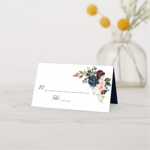 Bourgondië, marineblauw en blush roze bloemenbruil
