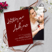 Bourgondië Maroon Minimalistisch Script Fall Weddi Kaart