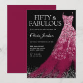 Bourgondië Maroon Sparkle Dress 50ste verjaardagsf Kaart (Voorkant / Achterkant)