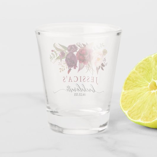 Bourgondië Marsala Bachelorette Party Shot Glass Shot Glas (Achterkant)